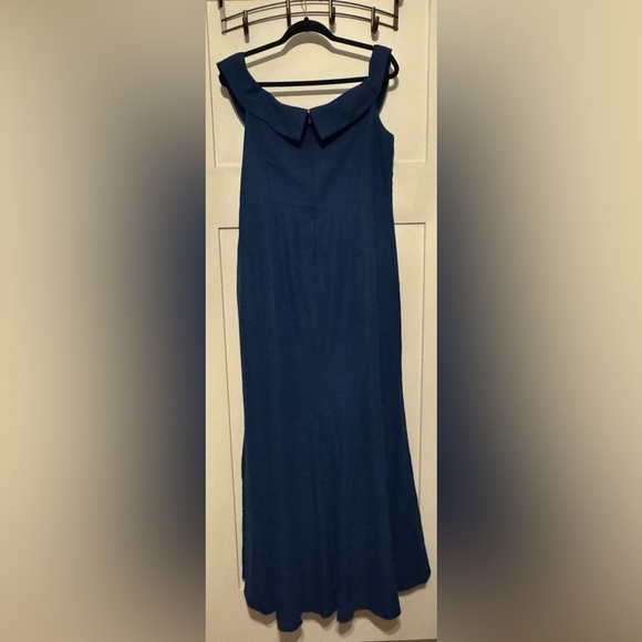 After Six Off-the-Shoulder Crepe Gown Atlantic Blue Size 16/18 – Formal Dress - Picture 9 of 11